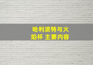 哈利波特与火焰杯 主要内容